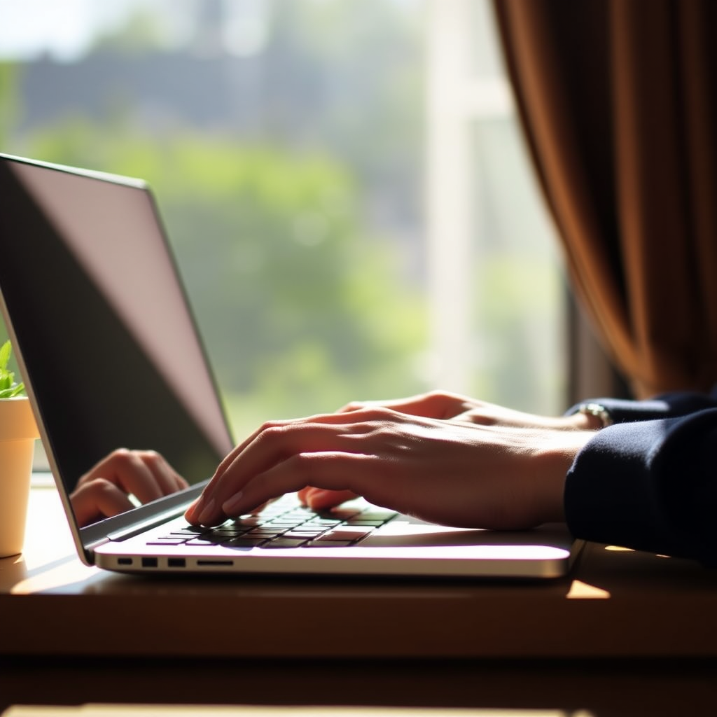 Blog post thumbnail: Hands typing on a laptop