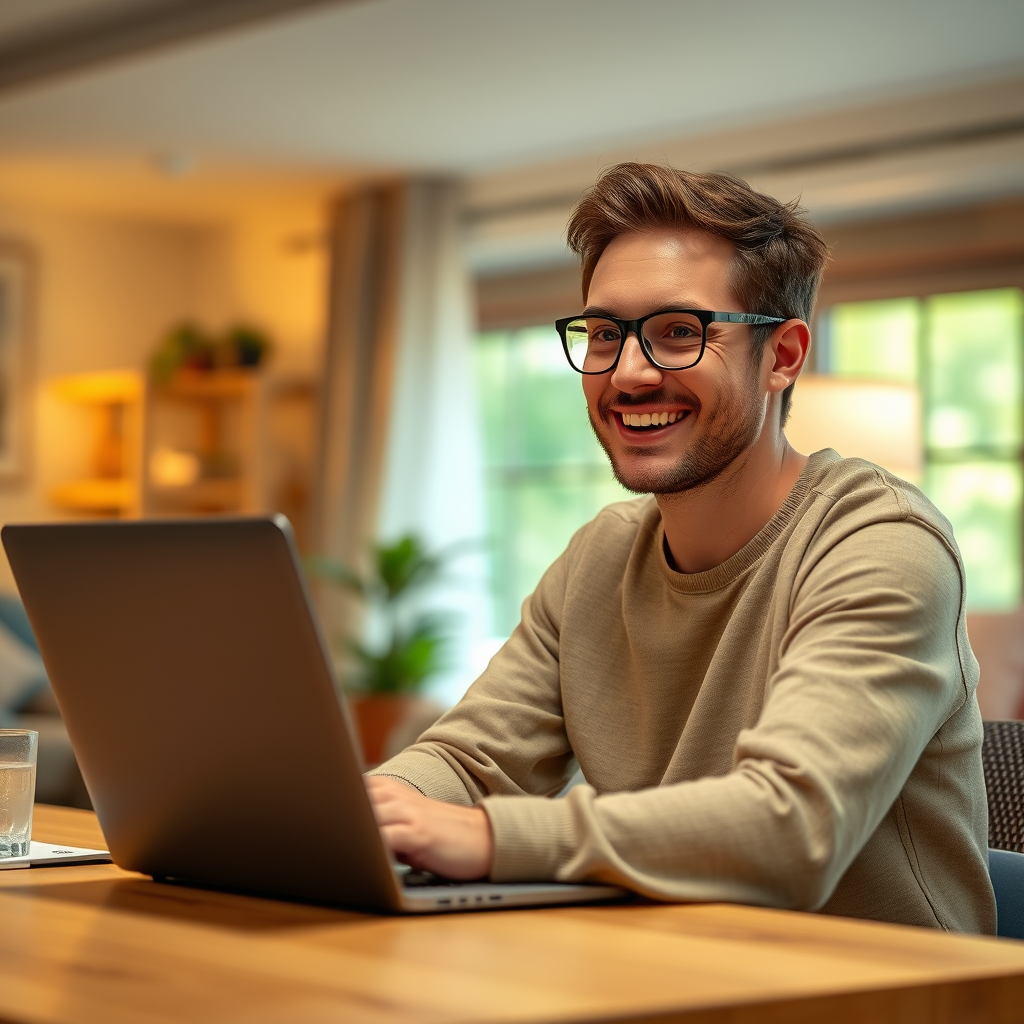 Blog post thumbnail: Person happily working on a laptop